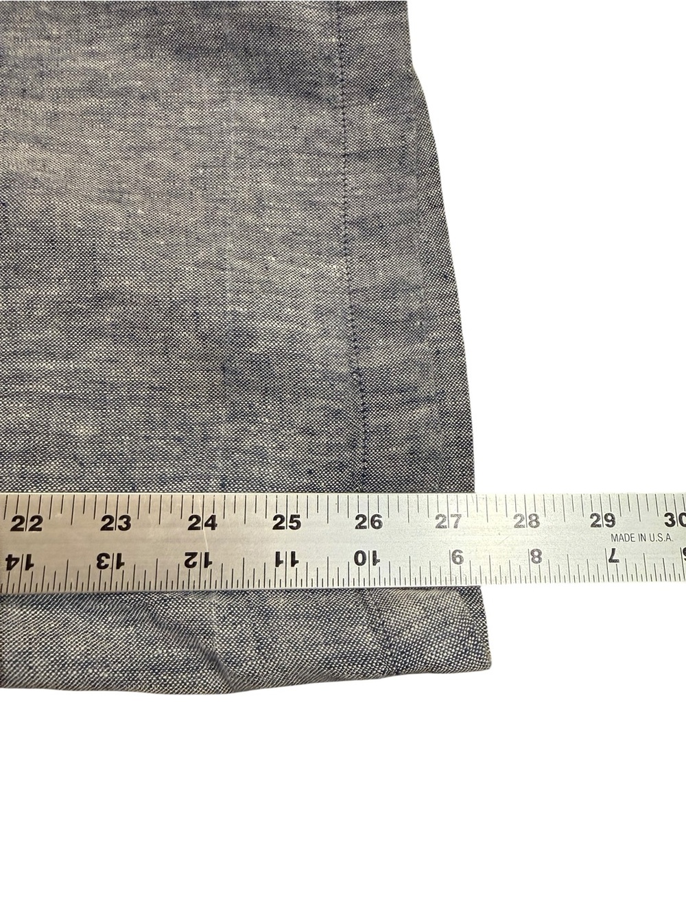 Lands' End Heathered Blue Wide-Leg Linen Pull On Pants with Blue Waistband - Picture 4 of 8